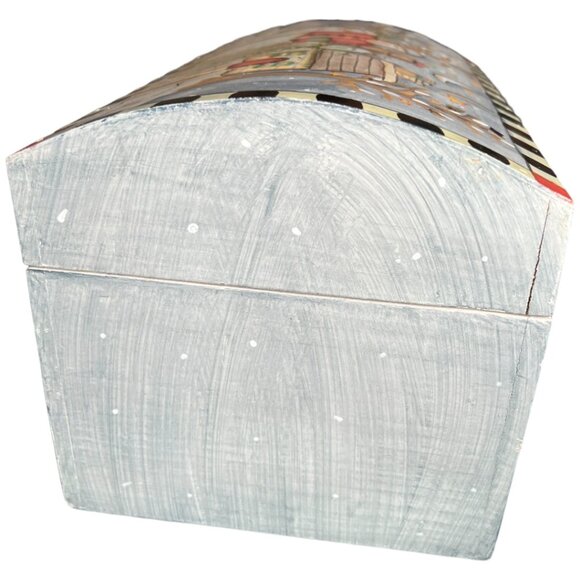 DEPT 56 Wooden Hinged Snowman Storage Box Dome Top Handpainted Christmas Winter - Picture 9 of 14